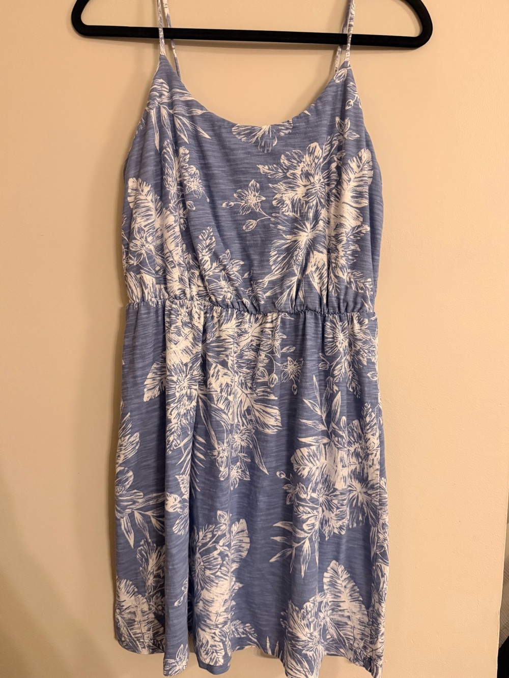 Old Navy Blue and White Floral Spaghetti-Strap Mini Dress